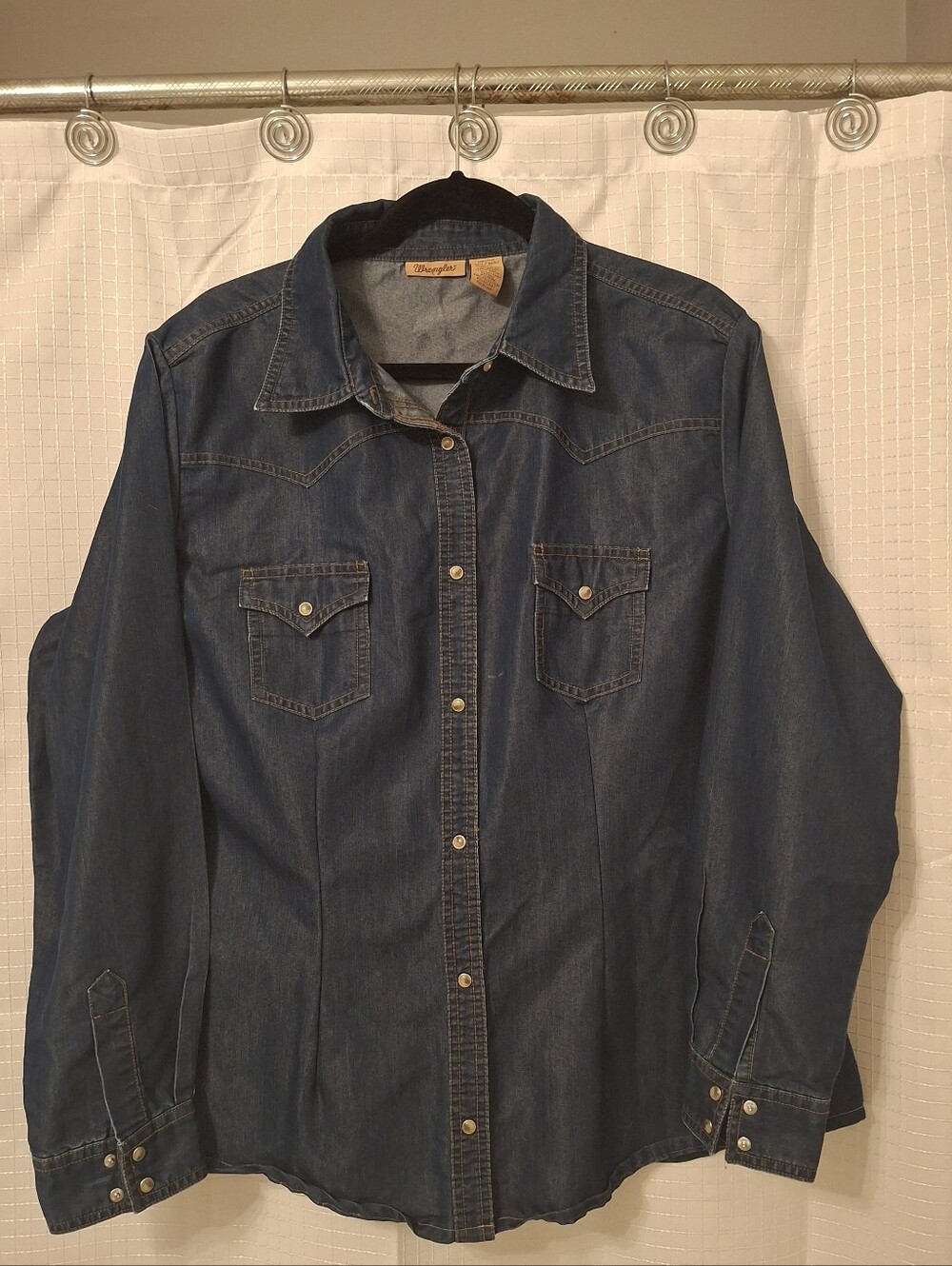 Wrangler Indigo Denim Button-Down Western Shirt
